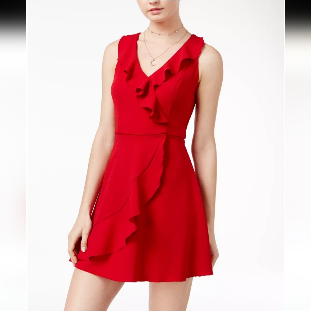 Juniors' Ruffled Wrap Dress